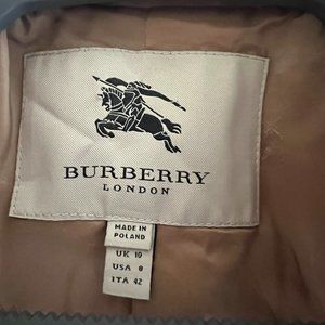 Burberry khaki cropped swing blazer gold logo buttons
